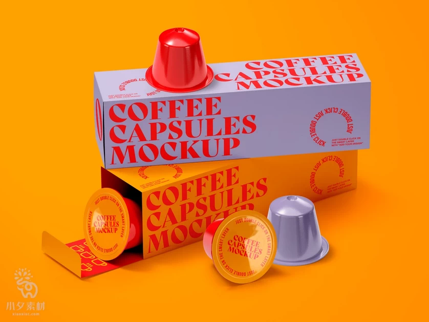 品牌咖啡粉咖啡液胶囊包装VI展示效果智能贴图样机PSD设计素材【001】